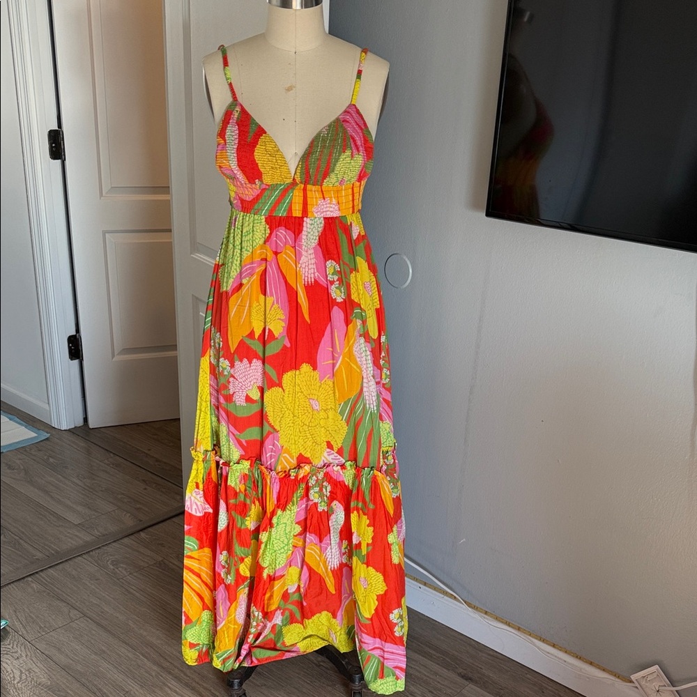 Farm Rio Floral Maxi Dress with Spaghetti Straps